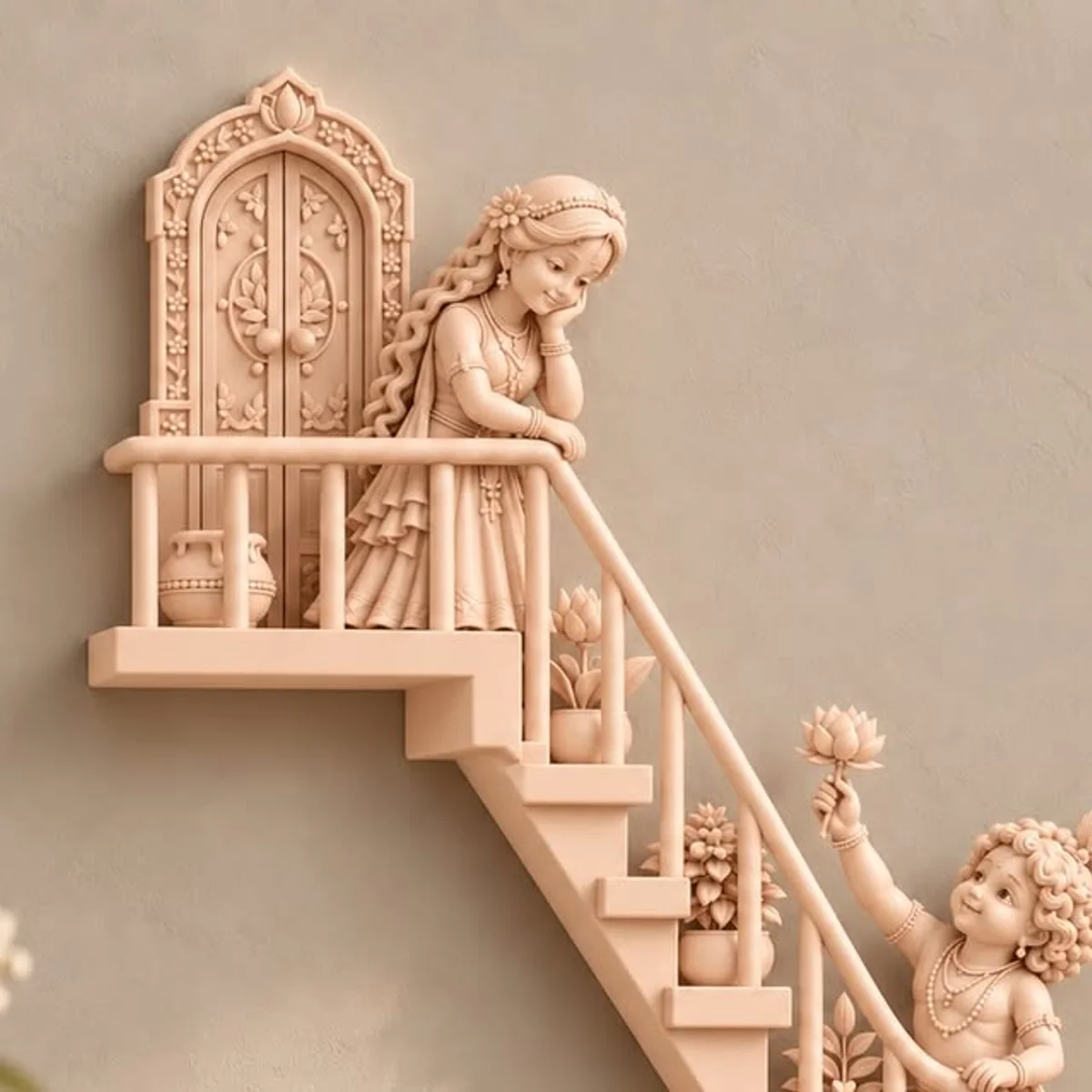 7 likes, 0 comments - clutrify on October 13, 2026: "Tiny details, a little Vrindavan charm 🤍

Meet Vrindavan Steps—our Radha–Krishna miniature wall déco