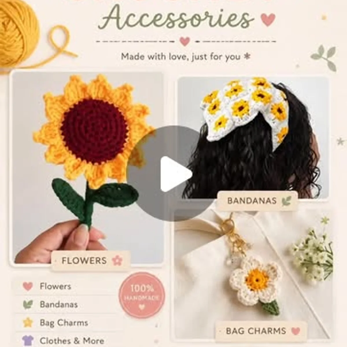 37 likes, 4 comments - clutrify on May 27, 2026: "🧶✨ Handmade Crochet Accessories ✨🧶
Made with love, just for you 💕

🌻 Crochet Flowers